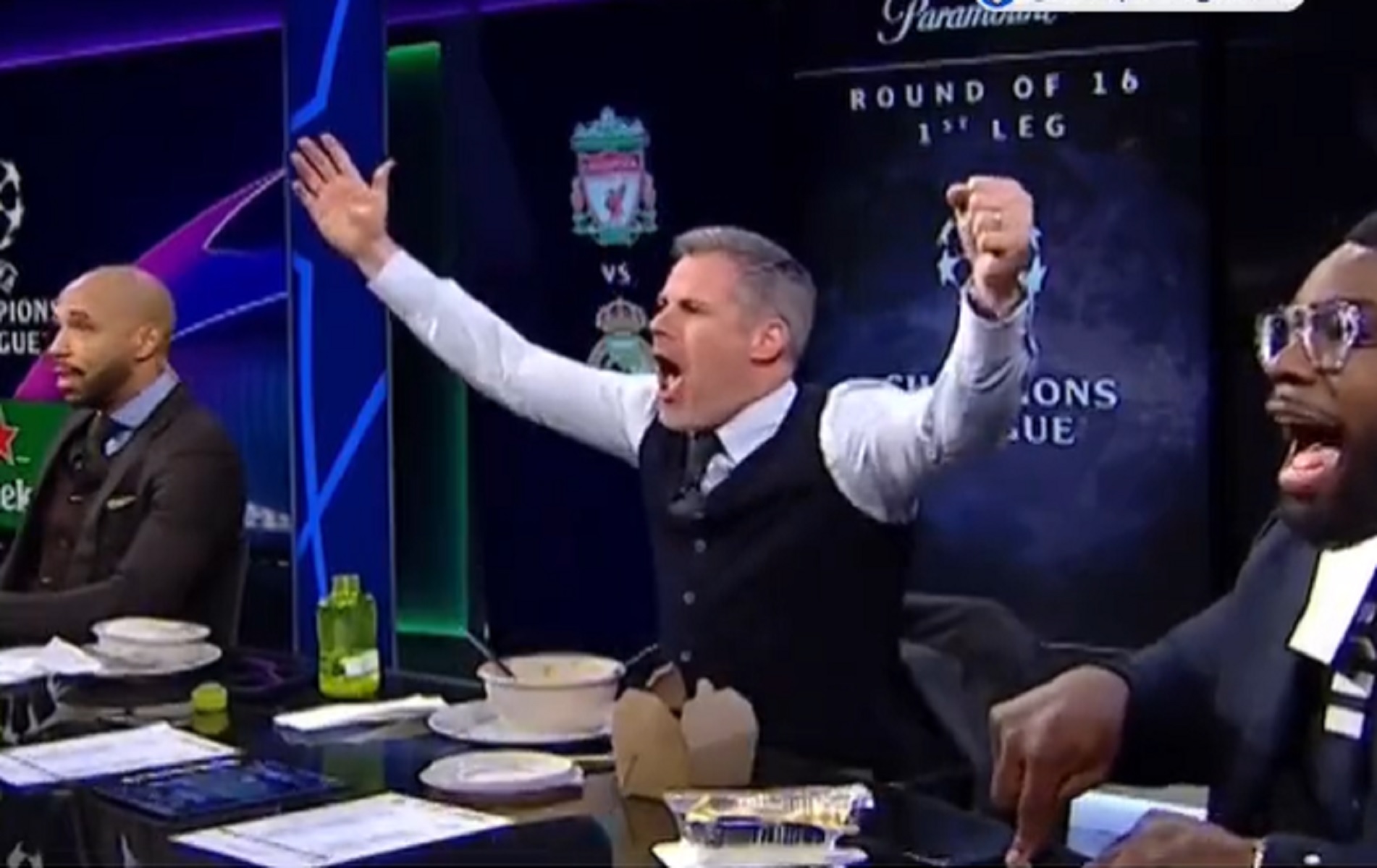 Οι αντιδράσεις του Τζέιμι Κάραχερ στα γκολ του Λίβερπουλ – Ρεάλ Μαδρίτης (vid)