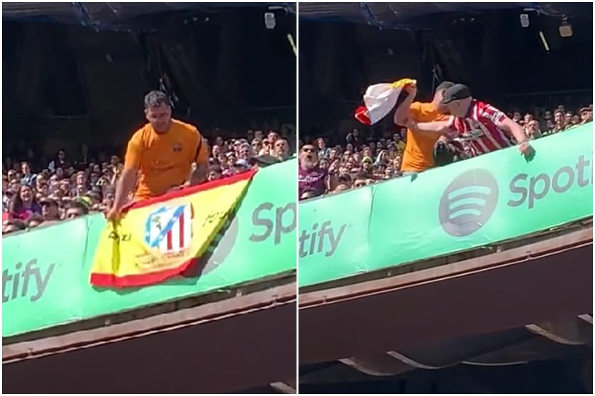 Πώς ένα συμβολικό πανό της Ατλέτικο έγινε «κόκκινο πανί» για οπαδό της Μπαρτσελόνα! (pic, vid)