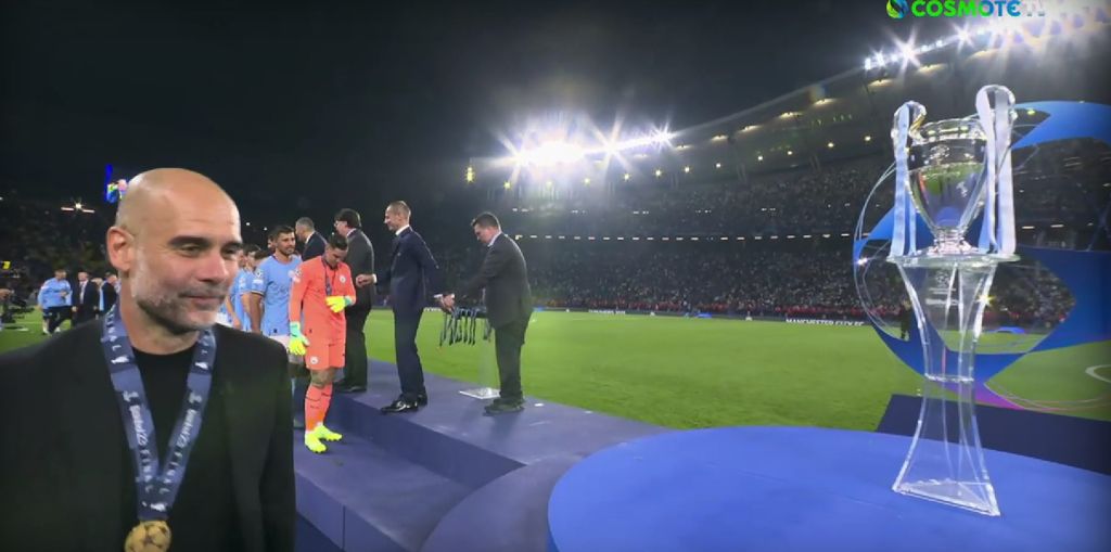 Τα έπαθε… όλα ο Γκουαρντιόλα μόλις είδε την κούπα του Champions League! (vid)