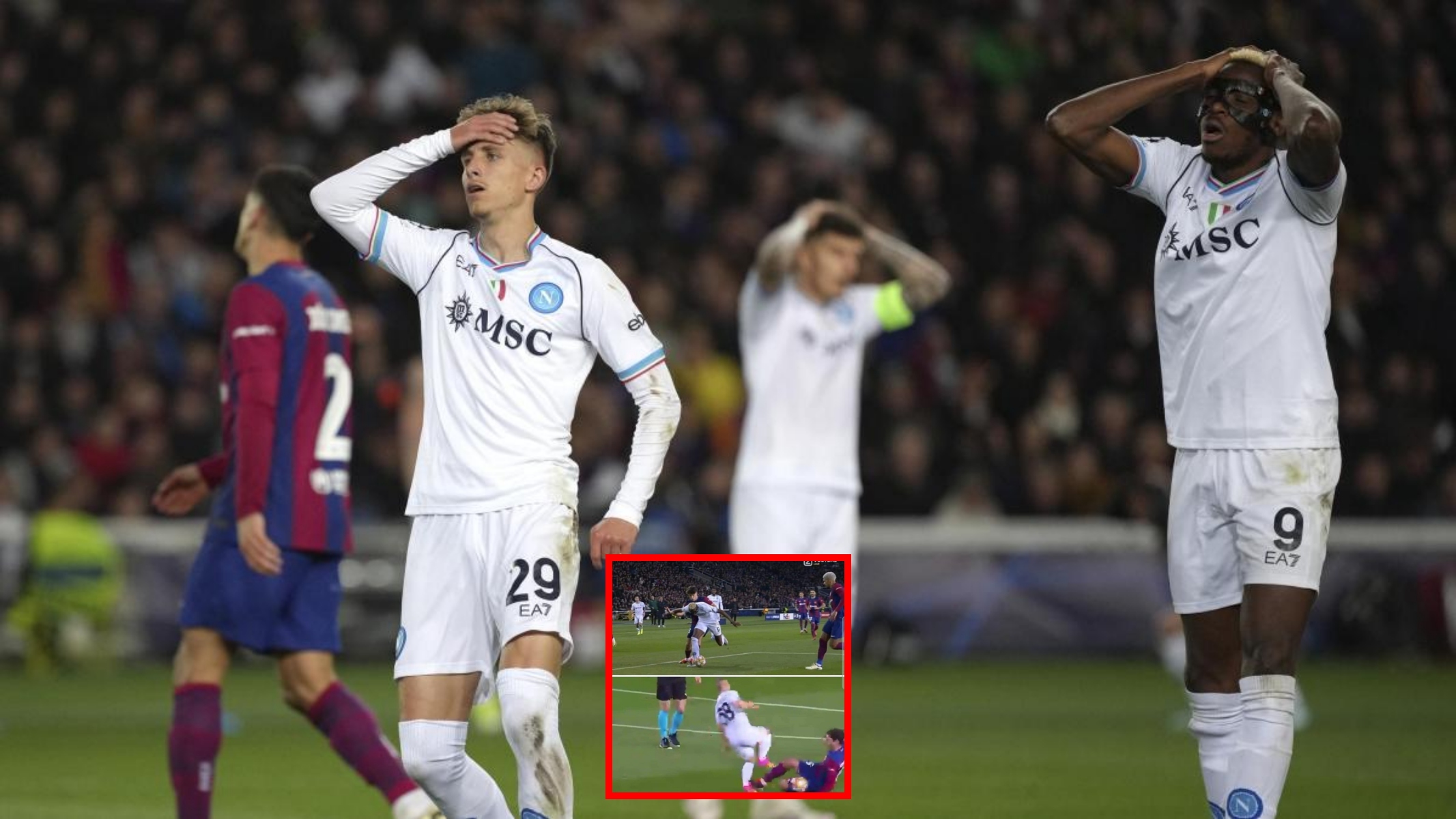 Έξαλλοι στη Νάπολι: Ζητάνε πέναλτι και κόκκινη κόντρα στην Μπαρτσελόνα! (pics)