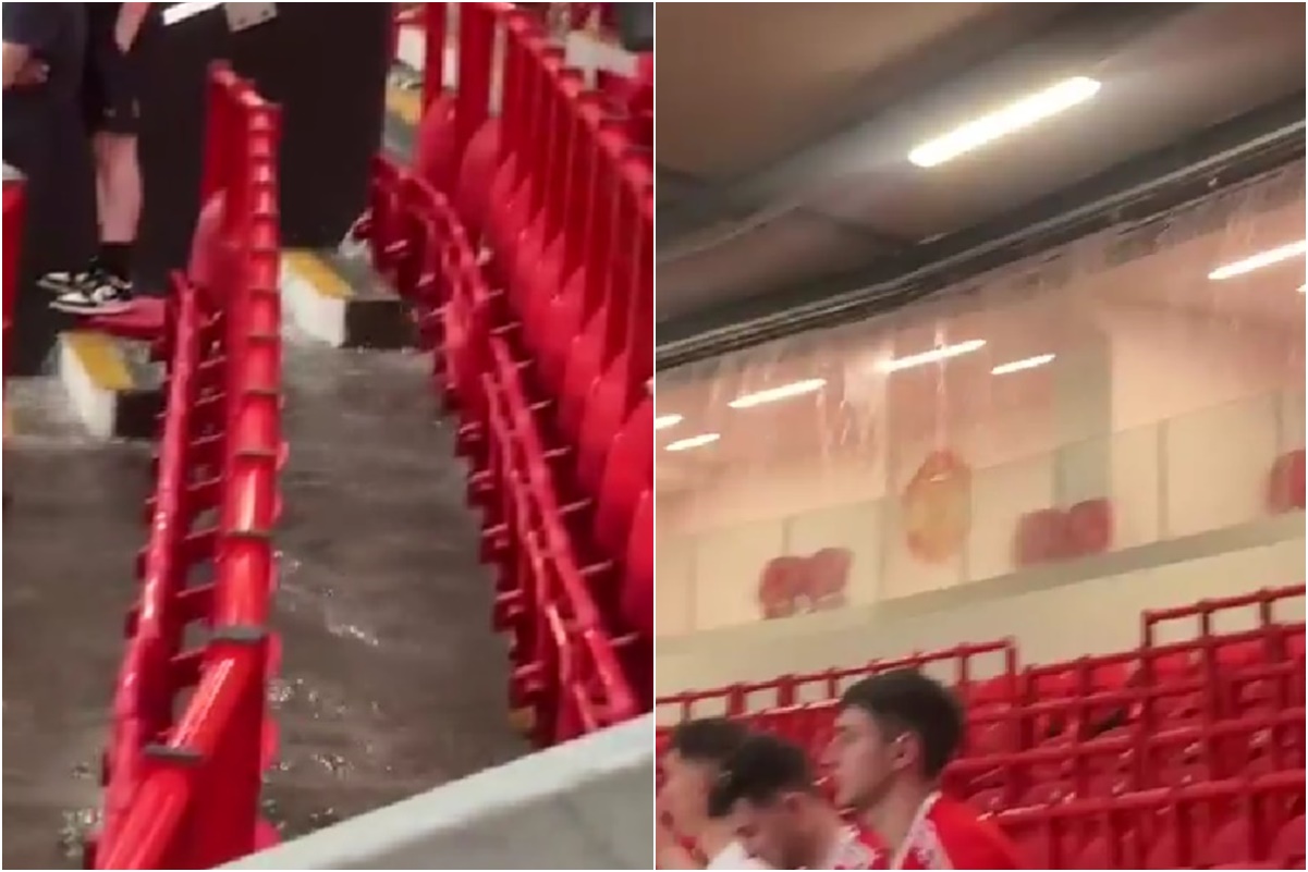 Καταρράκτης έγινε η εξέδρα του «Ολντ Τράφορντ» από χαλασμένο στέγαστρο! (vid)