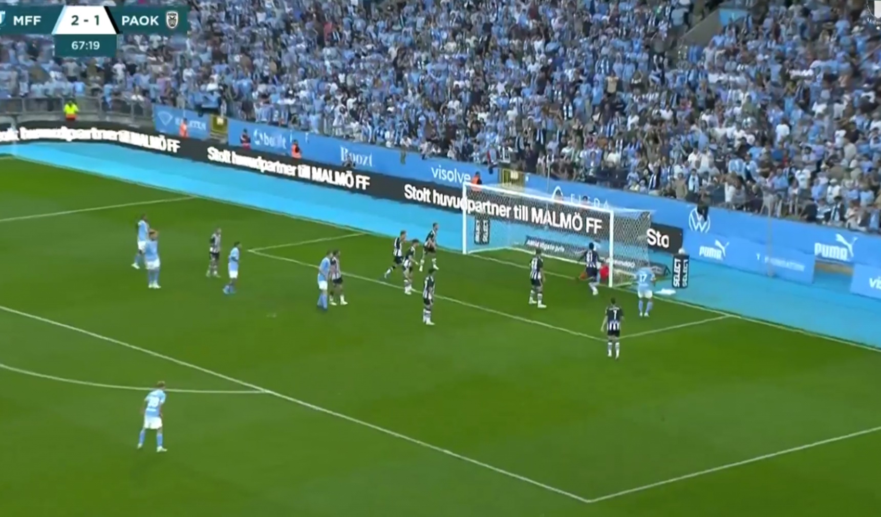 Μάλμε – ΠΑΟΚ: Ξανά από κόρνερ σκόραραν οι Σουηδοί, 2-2 ο Μπάμπα! (vid)